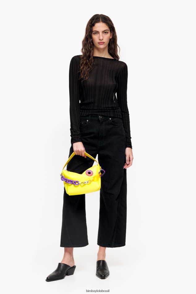 acessórios Bimba Y Lola bolsa hobo de couro amarelo P28JFH57