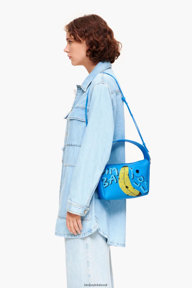 acessórios Bimba Y Lola bolsa hobo de couro byl com estampa de banana azul P28JFH56