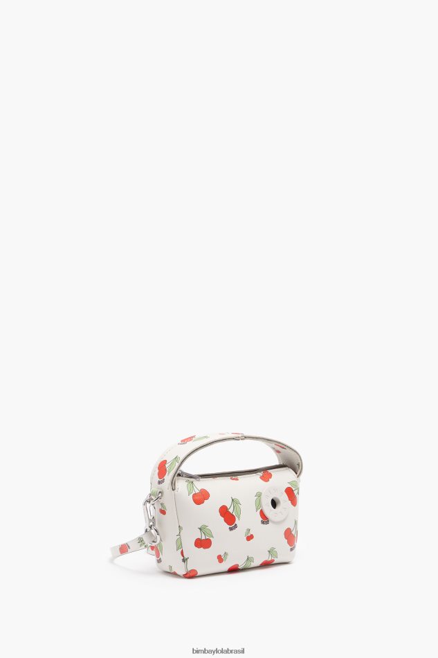 acessórios Bimba Y Lola bolsa hobo de couro com estampa de cereja branco P28JFH59