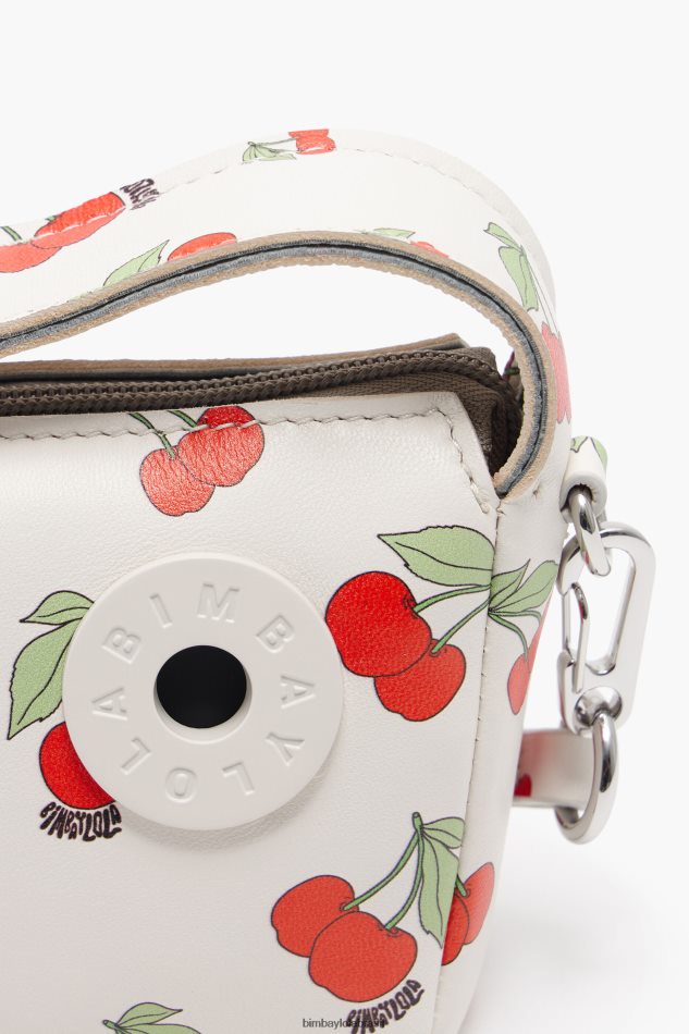 acessórios Bimba Y Lola bolsa hobo de couro com estampa de cereja branco P28JFH59