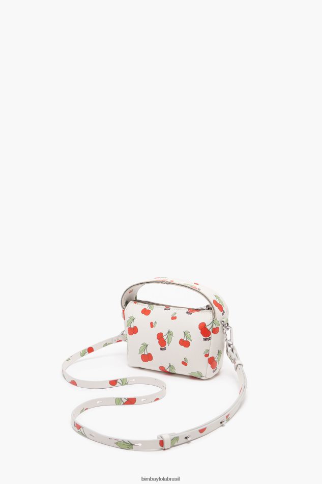 acessórios Bimba Y Lola bolsa hobo de couro com estampa de cereja branco P28JFH59