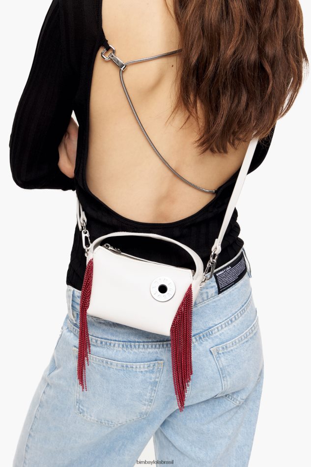 acessórios Bimba Y Lola bolsa hobo de couro off white P28JFH61