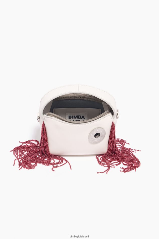 acessórios Bimba Y Lola bolsa hobo de couro off white P28JFH61