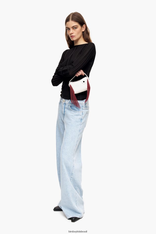 acessórios Bimba Y Lola bolsa hobo de couro off white P28JFH61