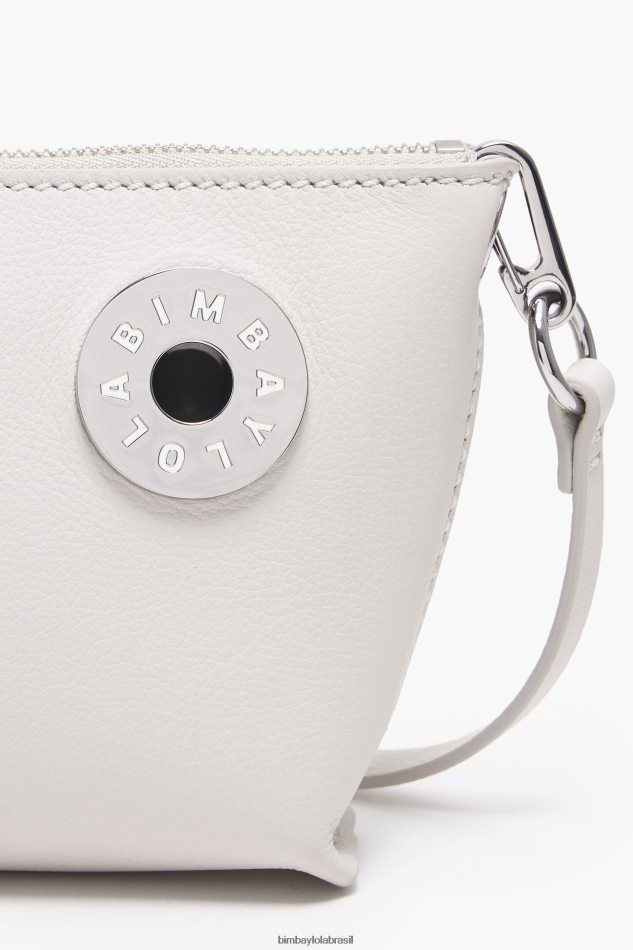 acessórios Bimba Y Lola bolsa transversal trapézio de couro off white P28JFH13