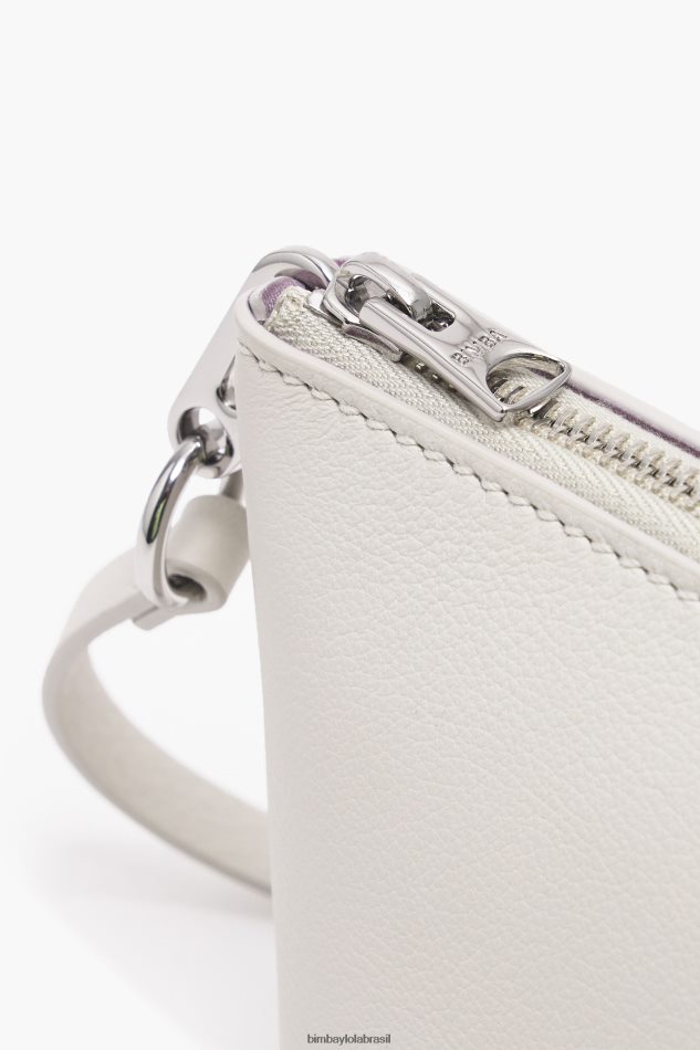 acessórios Bimba Y Lola bolsa transversal trapézio de couro off white P28JFH13