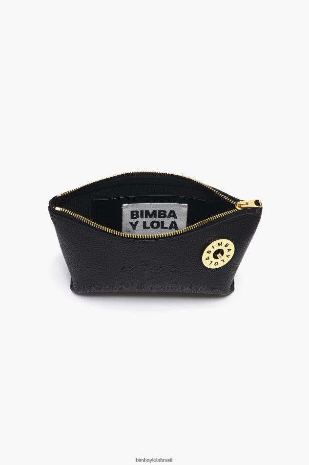 acessórios Bimba Y Lola bolsa transversal trapézio de couro preto P28JFH12
