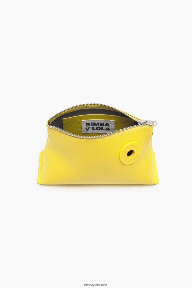 acessórios Bimba Y Lola bolsa trapézio de couro amarelo P28JFH48