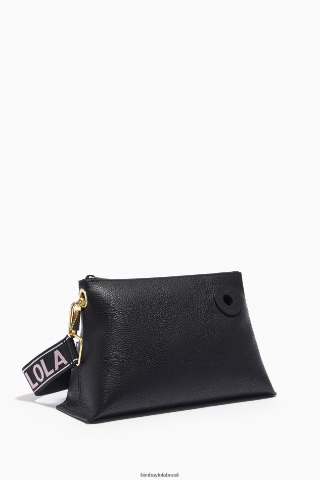 acessórios Bimba Y Lola bolsa trapézio de couro preto P28JFH46