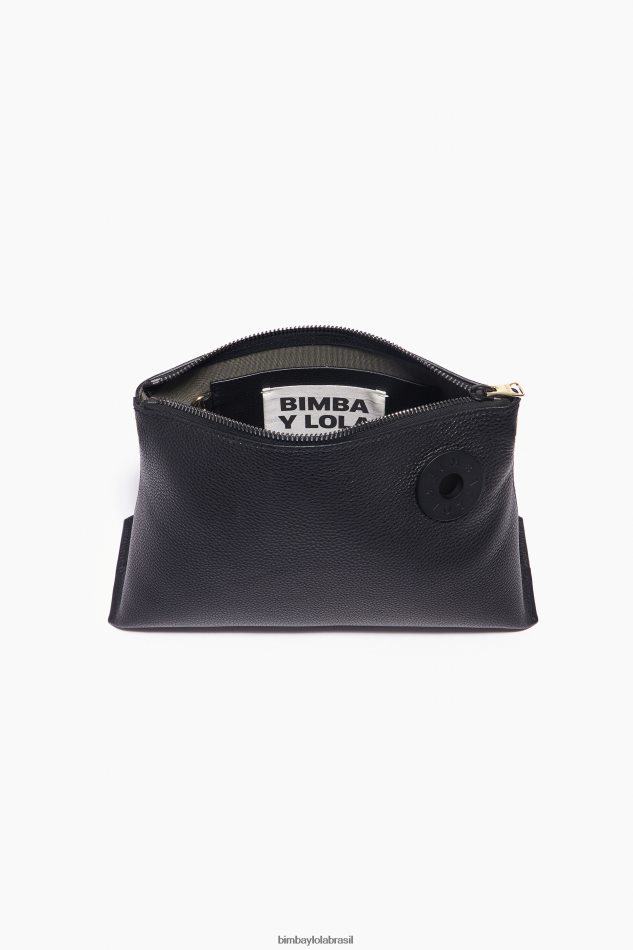 acessórios Bimba Y Lola bolsa trapézio de couro preto P28JFH46