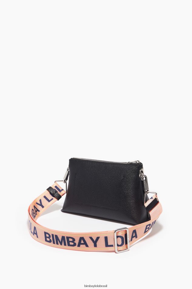 acessórios Bimba Y Lola bolsa trapézio de couro preto P28JFH47
