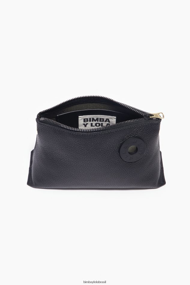 acessórios Bimba Y Lola bolsa trapézio de couro preto P28JFH49