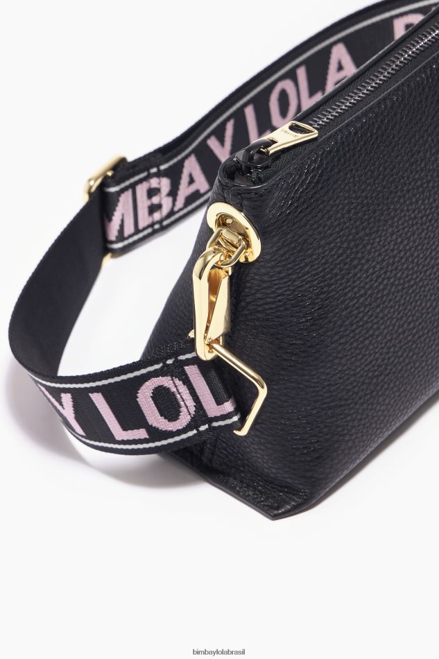 acessórios Bimba Y Lola bolsa trapézio de couro preto P28JFH49