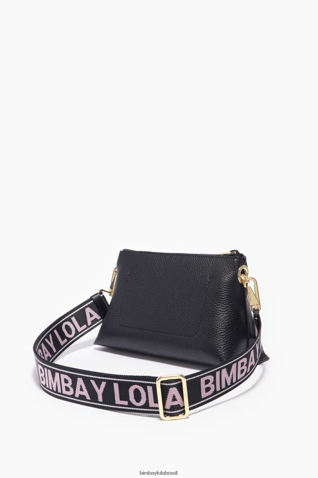 acessórios Bimba Y Lola bolsa trapézio de couro preto P28JFH49