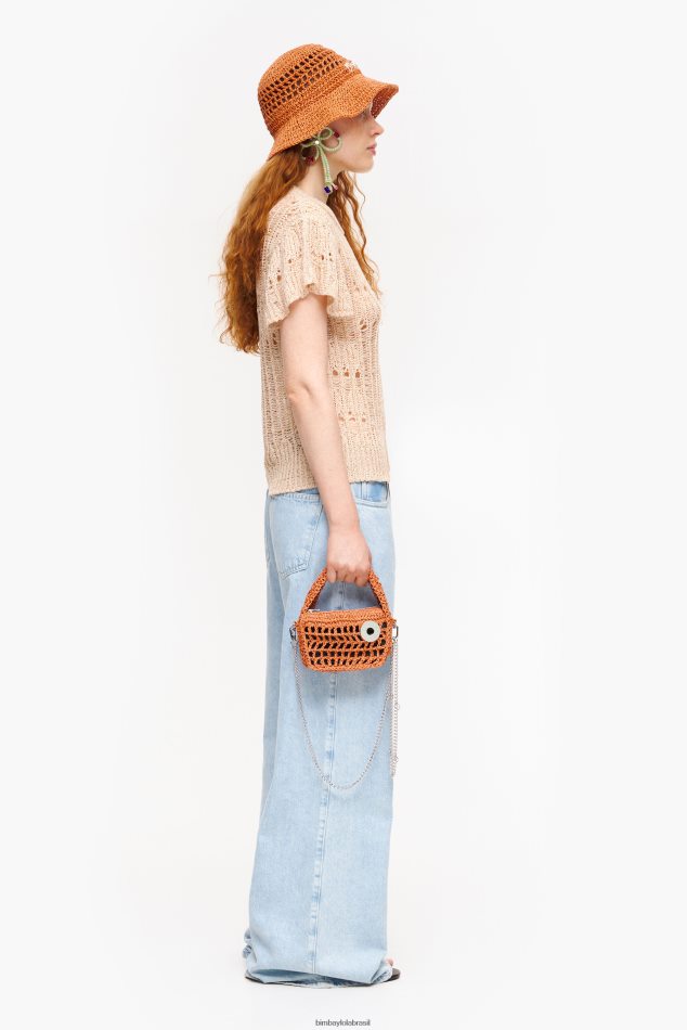 acessórios Bimba Y Lola bolsa vagabundo ráfia laranja P28JFH9