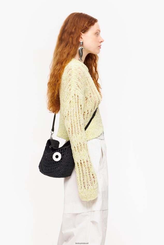 acessórios Bimba Y Lola bolsa vagabundo ráfia preto P28JFH6