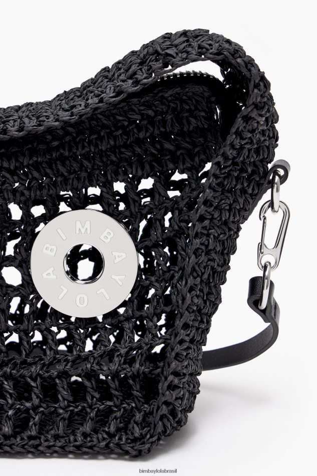 acessórios Bimba Y Lola bolsa vagabundo ráfia preto P28JFH6