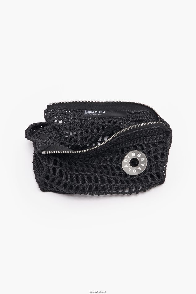 acessórios Bimba Y Lola bolsa vagabundo ráfia preto P28JFH6