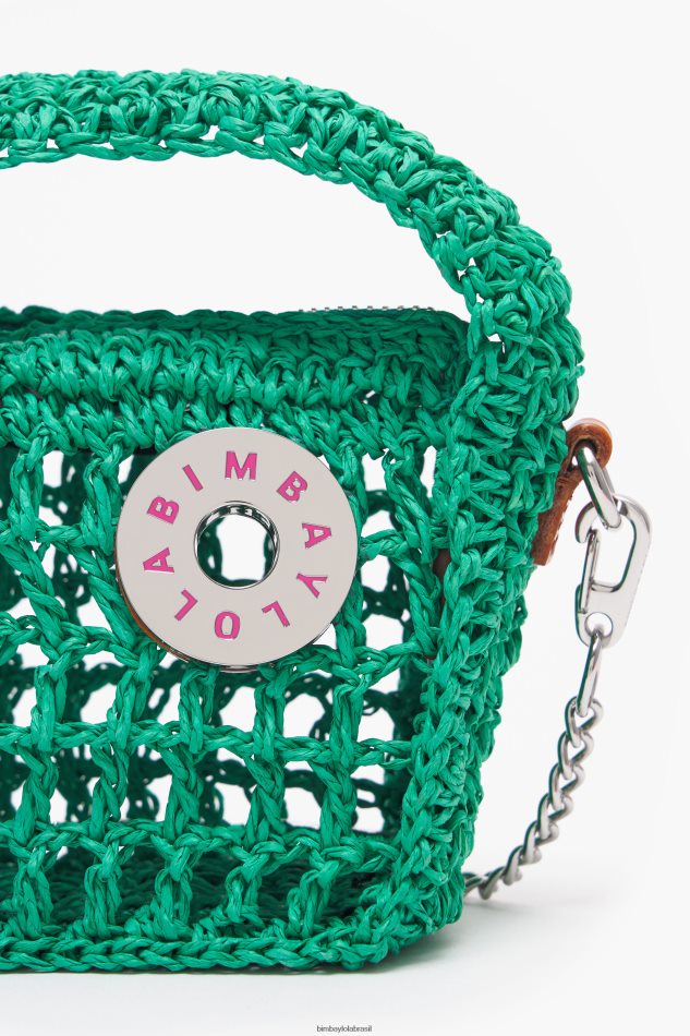 acessórios Bimba Y Lola bolsa vagabundo ráfia verde P28JFH10
