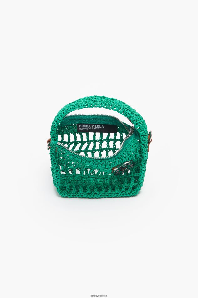 acessórios Bimba Y Lola bolsa vagabundo ráfia verde P28JFH10