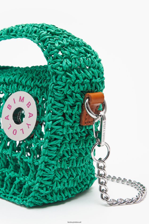 acessórios Bimba Y Lola bolsa vagabundo ráfia verde P28JFH10