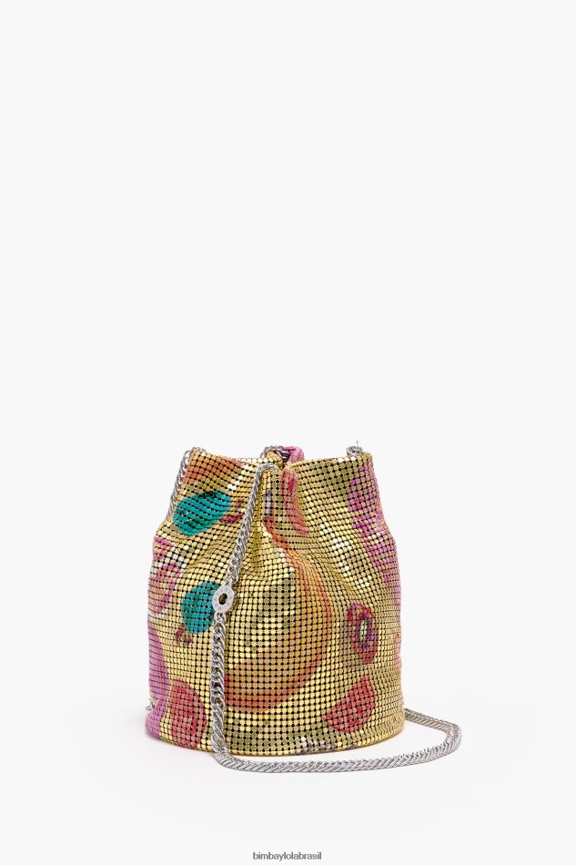 acessórios Bimba Y Lola bolsa de malha com estampa de bananas bolsa balde dourado P28JFH146