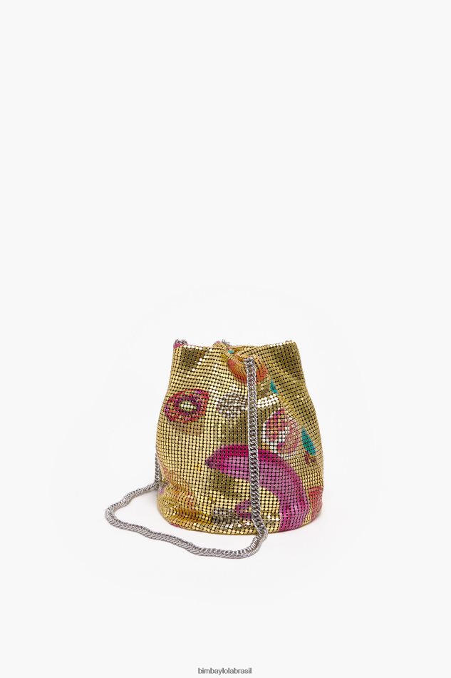 acessórios Bimba Y Lola bolsa de malha com estampa de bananas bolsa balde dourado P28JFH146