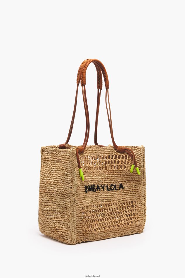 acessórios Bimba Y Lola bolsa de ráfia natural P28JFH114