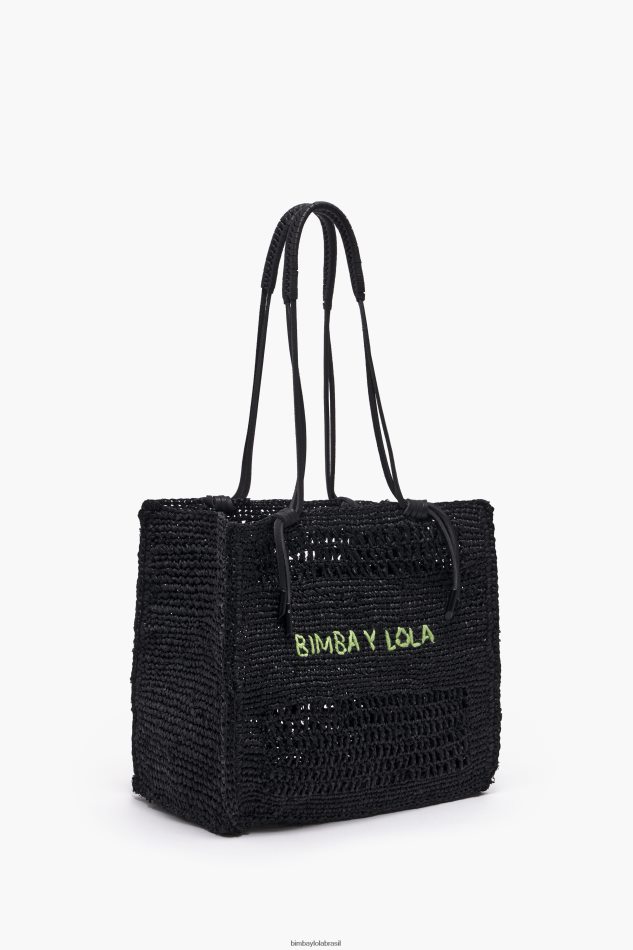 acessórios Bimba Y Lola bolsa de ráfia preto P28JFH115