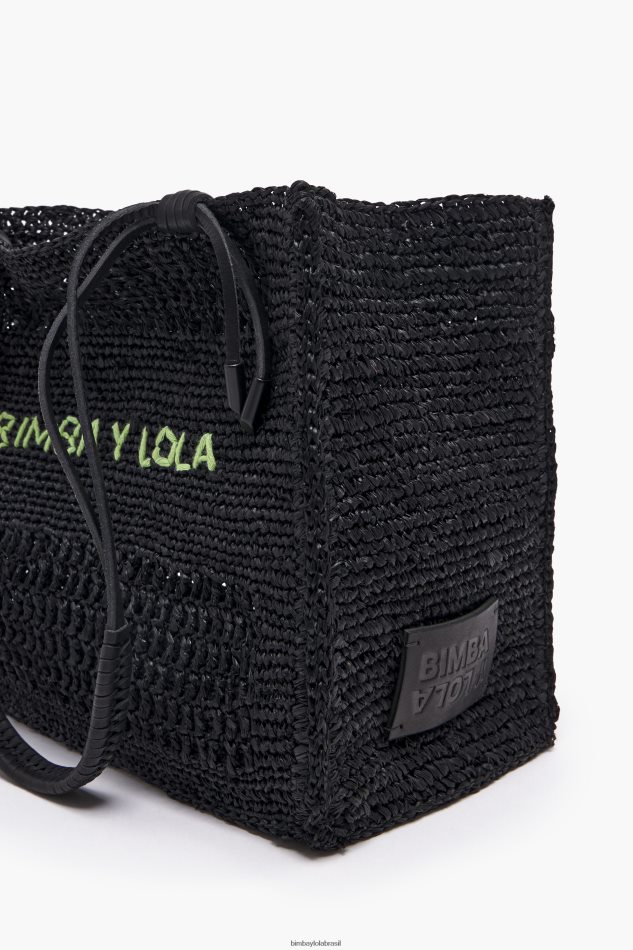 acessórios Bimba Y Lola bolsa de ráfia preto P28JFH115