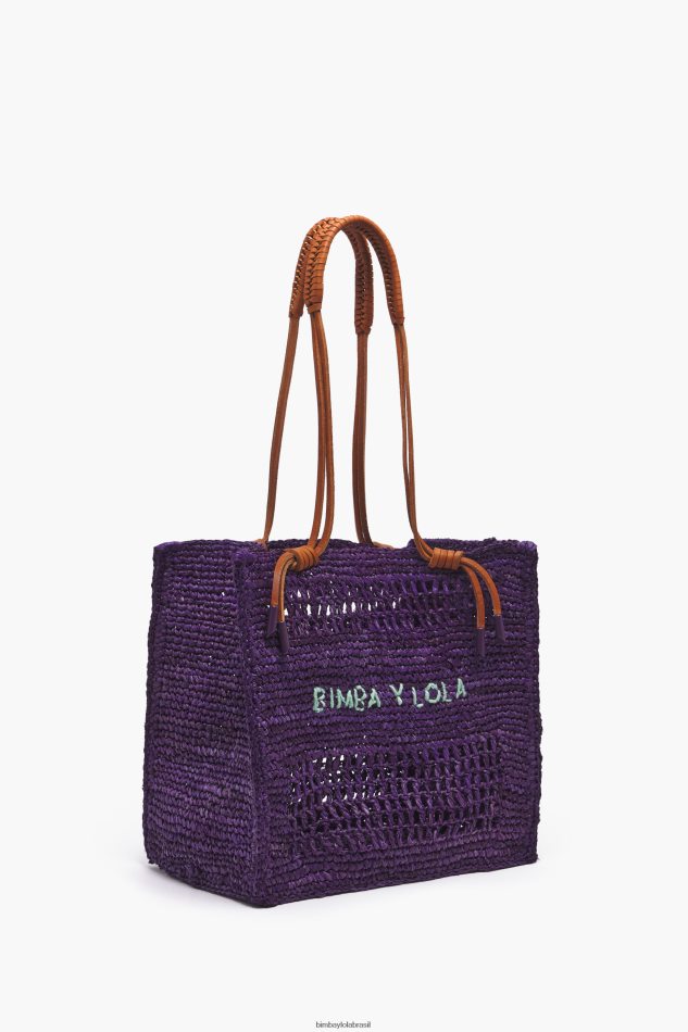 acessórios Bimba Y Lola bolsa de ráfia roxo P28JFH113