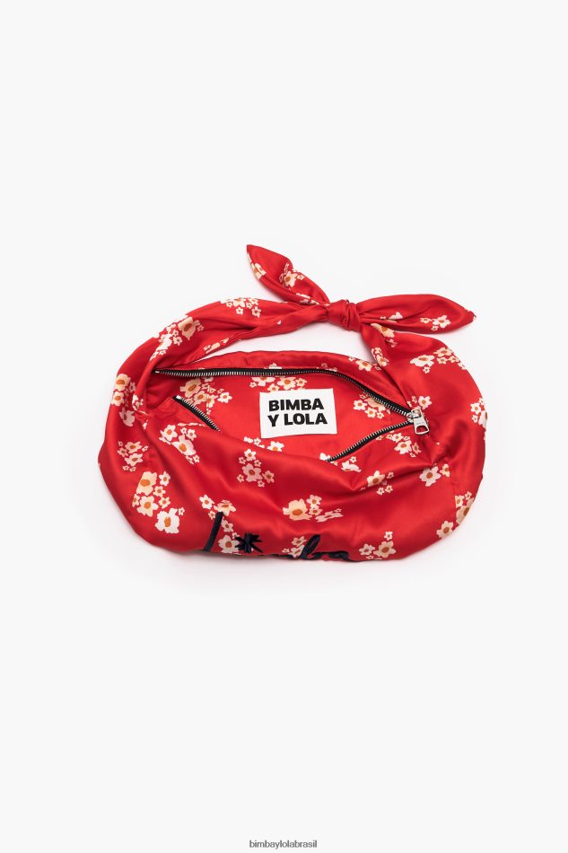 acessórios Bimba Y Lola saco de balde de nylon de flores acrílicas vermelho P28JFH121