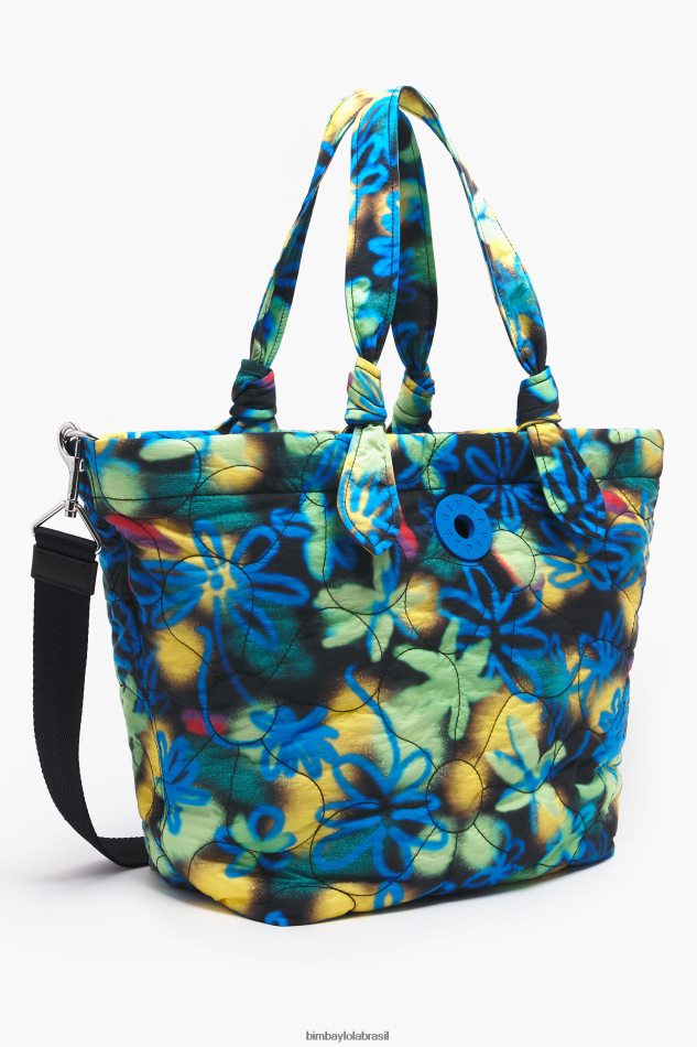 acessórios Bimba Y Lola saco de compras de nylon de flores de grafite azul P28JFH132