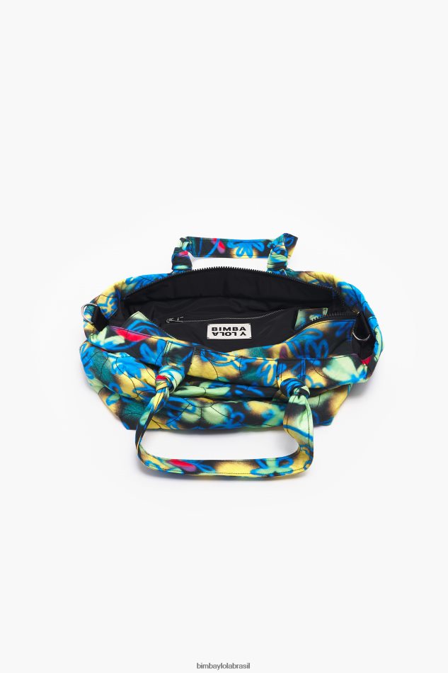 acessórios Bimba Y Lola saco de compras de nylon de flores de grafite azul P28JFH132