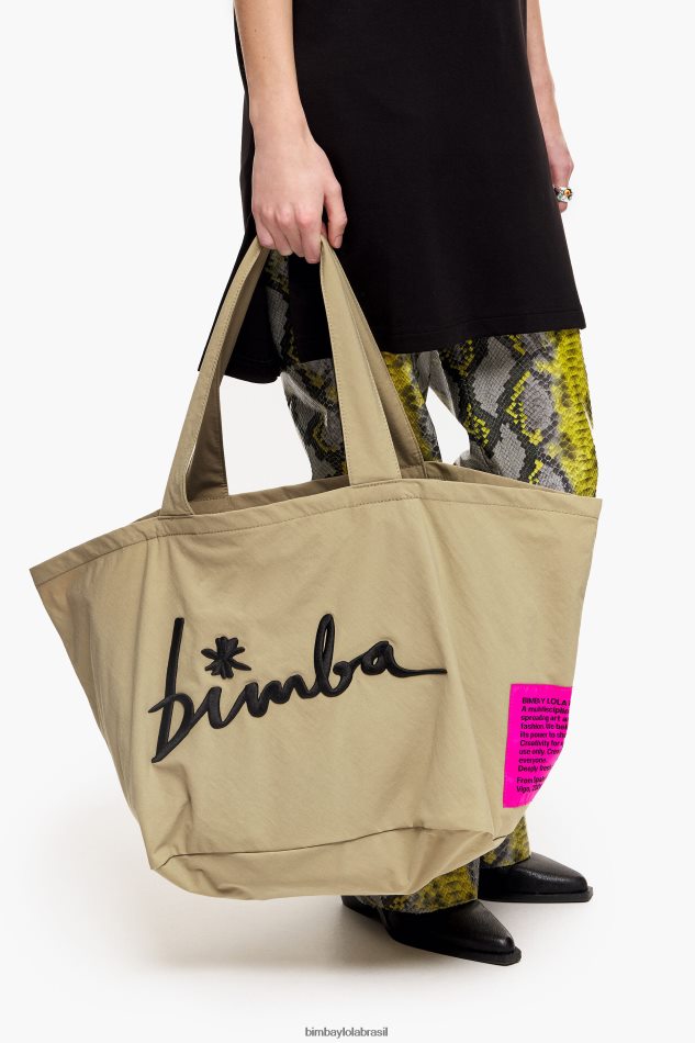 acessórios Bimba Y Lola sacola de compras de náilon bege P28JFH122