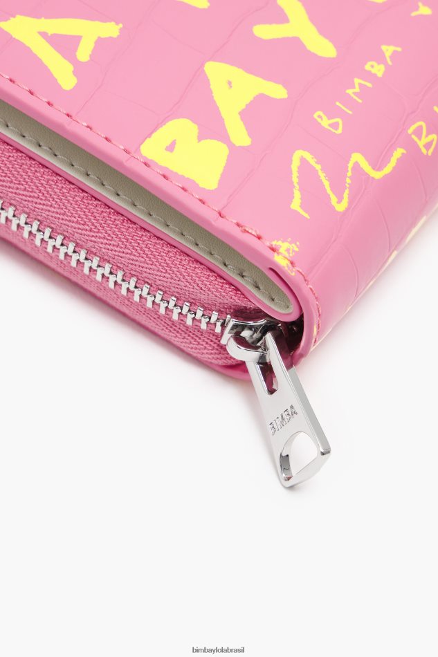 acessórios Bimba Y Lola bolsa aba com estampa de crocodilo rosa P28JFH1044