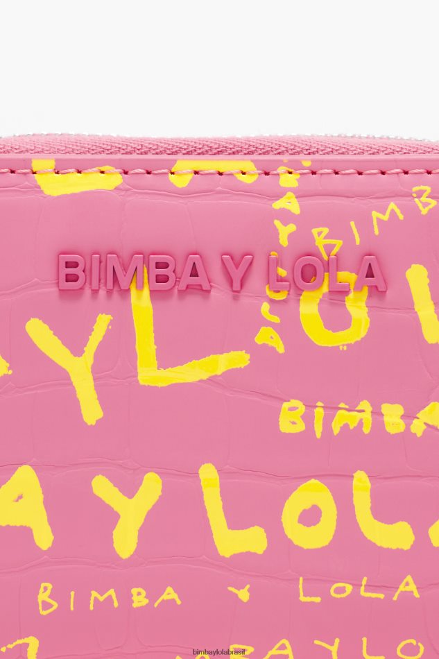 acessórios Bimba Y Lola bolsa aba com estampa de crocodilo rosa P28JFH1044