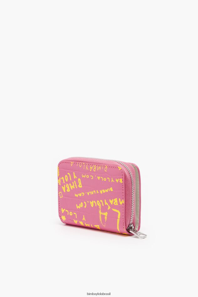 acessórios Bimba Y Lola bolsa aba com estampa de crocodilo rosa P28JFH1044