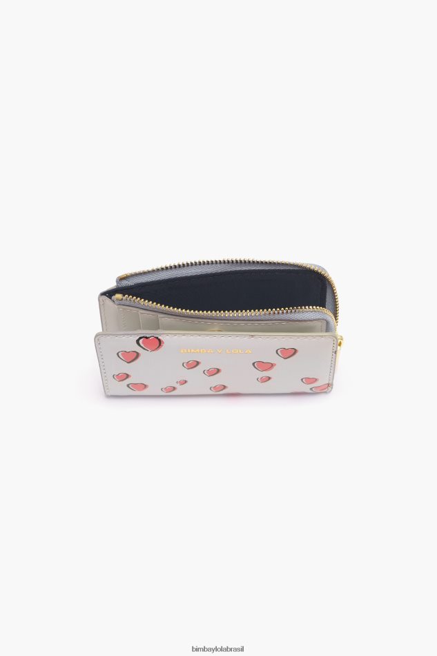 acessórios Bimba Y Lola bolsa de couro pequena corações cinza P28JFH1003