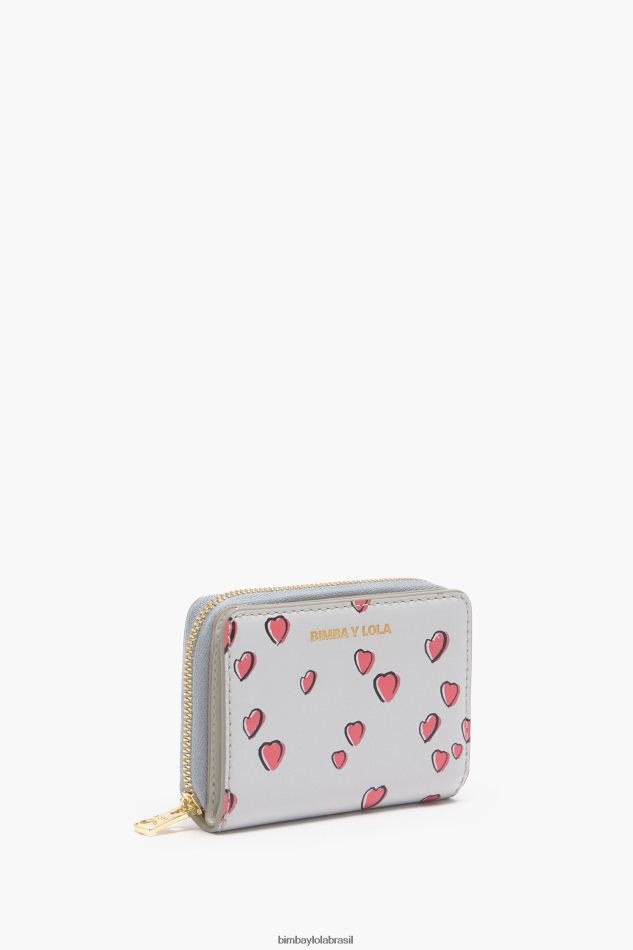 acessórios Bimba Y Lola bolsa de couro pequena corações cinza P28JFH1010