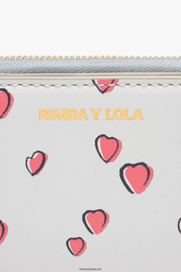 acessórios Bimba Y Lola bolsa de couro pequena corações cinza P28JFH1010