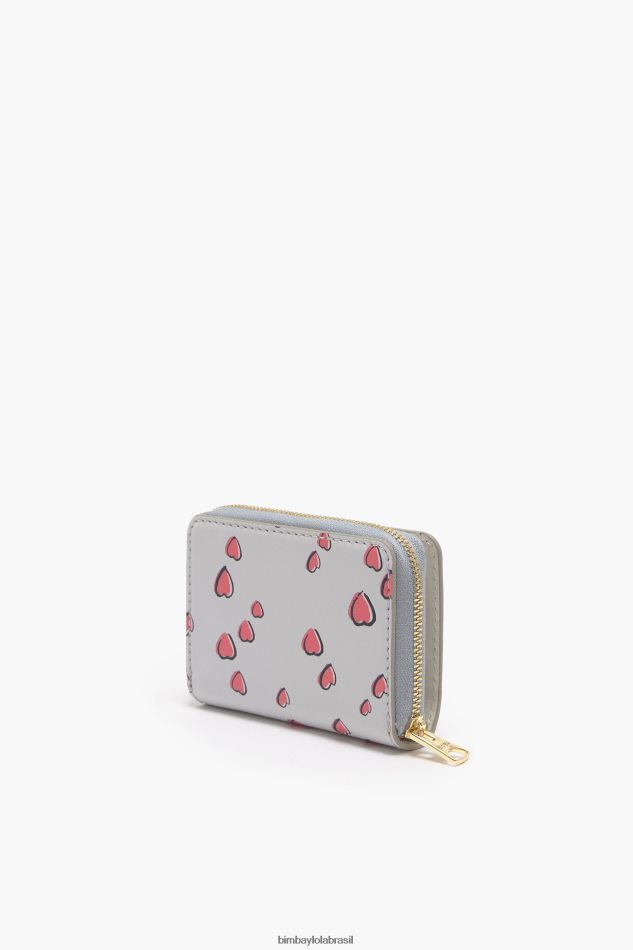 acessórios Bimba Y Lola bolsa de couro pequena corações cinza P28JFH1010