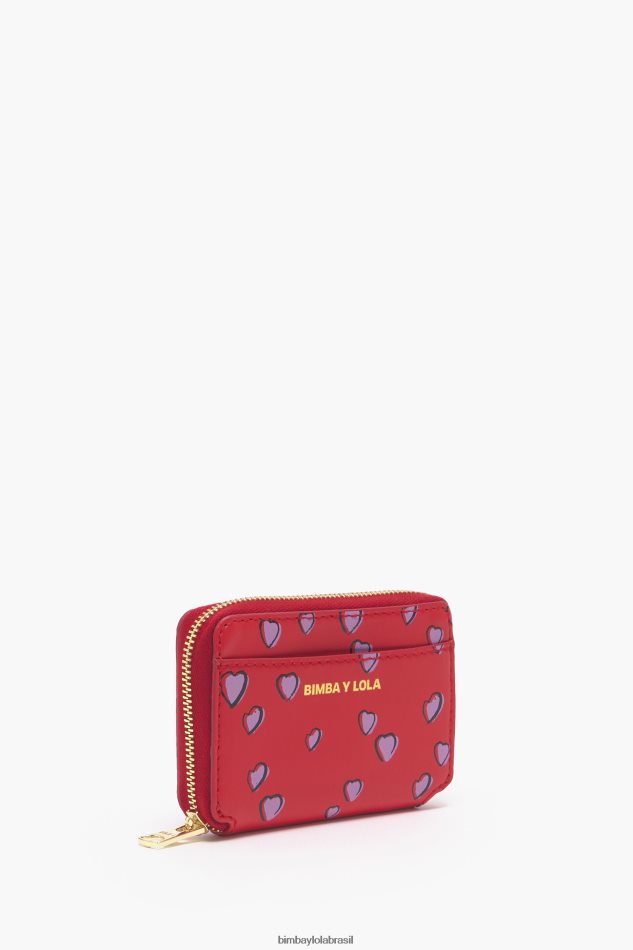 acessórios Bimba Y Lola bolsa de couro pequena corações vermelho P28JFH1012