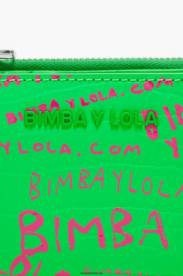 acessórios Bimba Y Lola bolsa retangular com estampa de crocodilo verde P28JFH1037