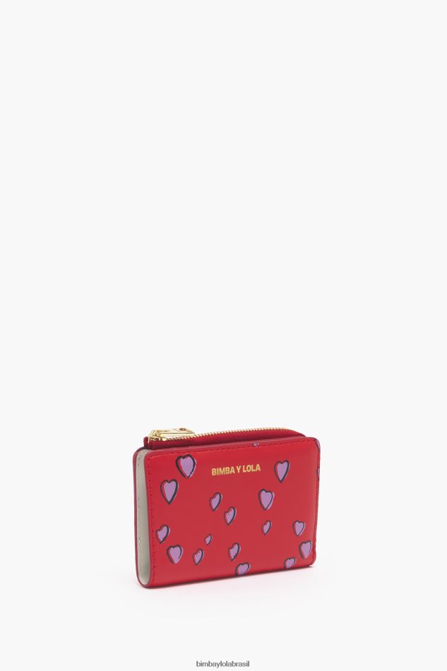 acessórios Bimba Y Lola bolsa retangular de couro pequenos corações vermelho P28JFH1004