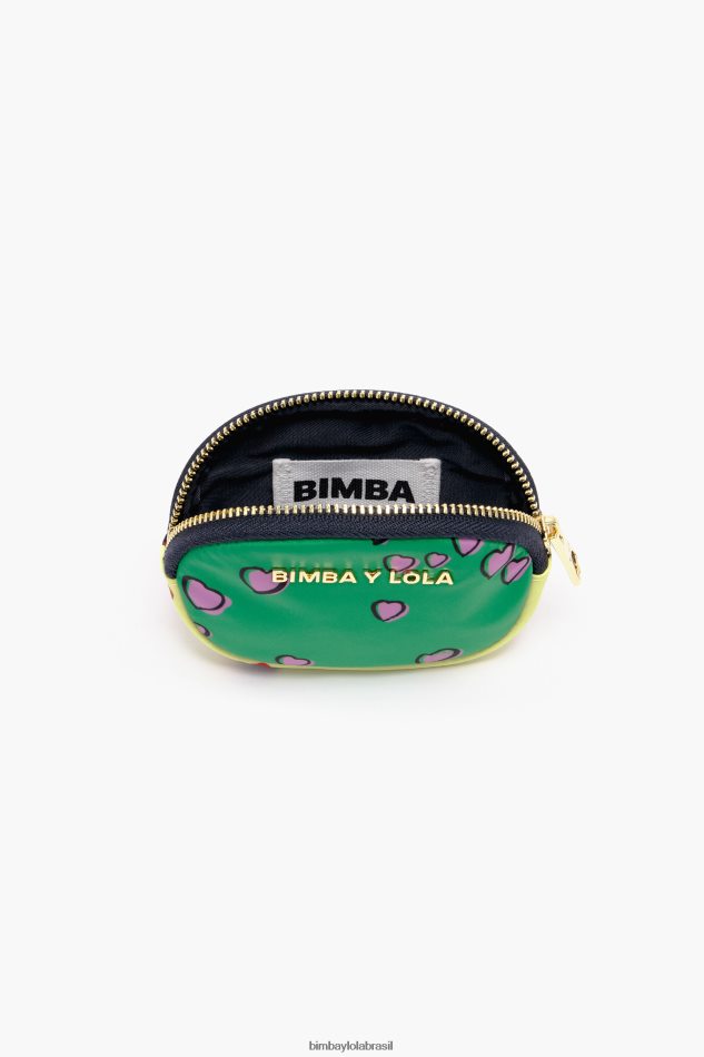 acessórios Bimba Y Lola porta moedas com estampa de corações verde oval P28JFH1027