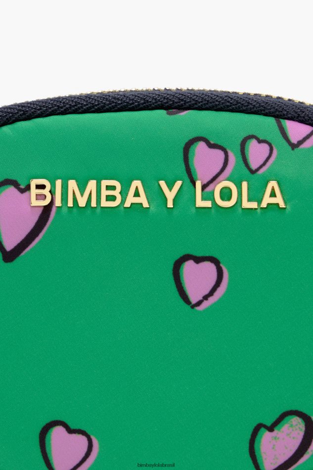 acessórios Bimba Y Lola porta moedas com estampa de corações verde oval P28JFH1027