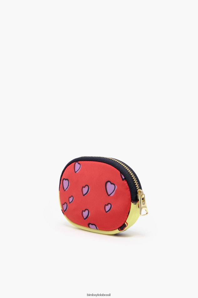 acessórios Bimba Y Lola porta moedas com estampa de corações verde oval P28JFH1027