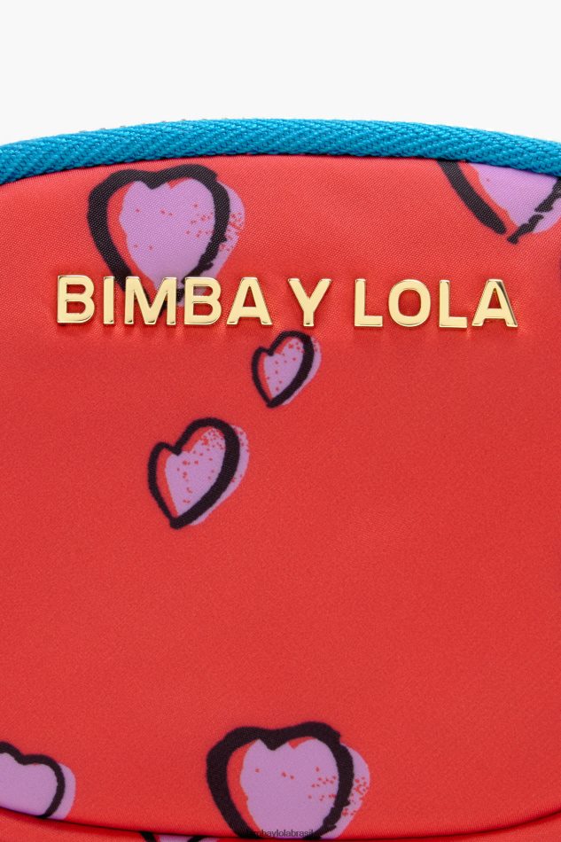 acessórios Bimba Y Lola porta moedas com estampa de corações vermelho oval P28JFH1026