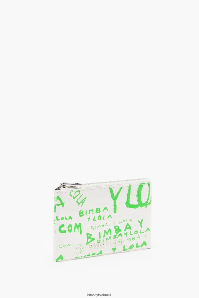 acessórios Bimba Y Lola porta-moedas retangular com estampa de crocodilo branco P28JFH1042